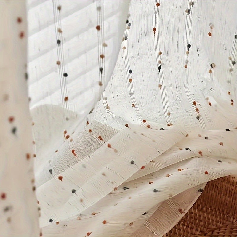 New Yarn Curtains,  Candy Yarn Embroidery - Multi-Functional Rod Design, Suitable for Four Seasons Living Room, Bedroom or Balcony Decor